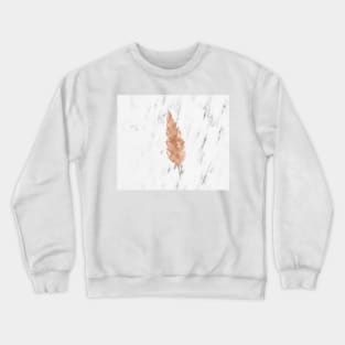 Rose gold feather on marble Crewneck Sweatshirt